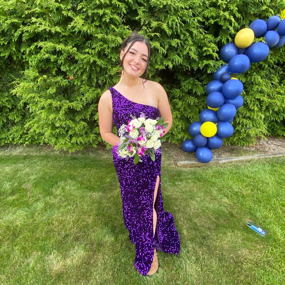 Purple sequins PROM dress